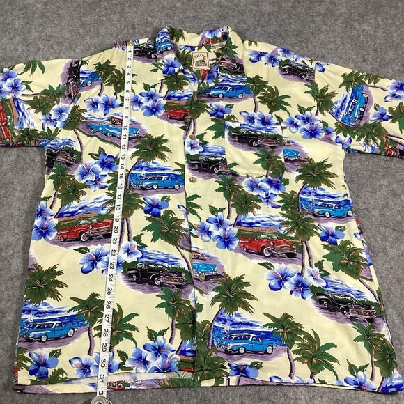 Vtg Island CollectionHawaiian Button Up Mens XL Classic Chevrolet Cars Floral - Picture 8 of 11